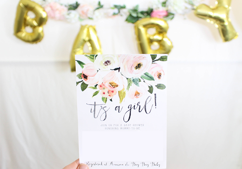 Floral Baby Girl Shower Theme Invites